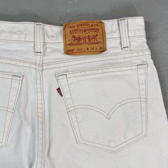 Vintage 1995 Levi's 550 Off-White Denim Jeans MADE IN USA Fit 32 x 33 - Picture 8 of 8